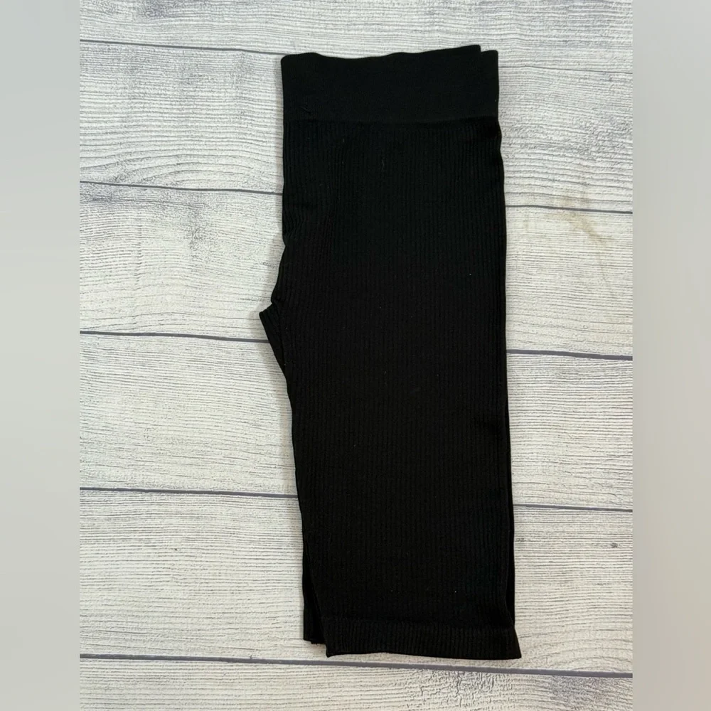 OPPAI Black Ribbed Biker Shorts | Size S/M | Stretchy Lounge Basics